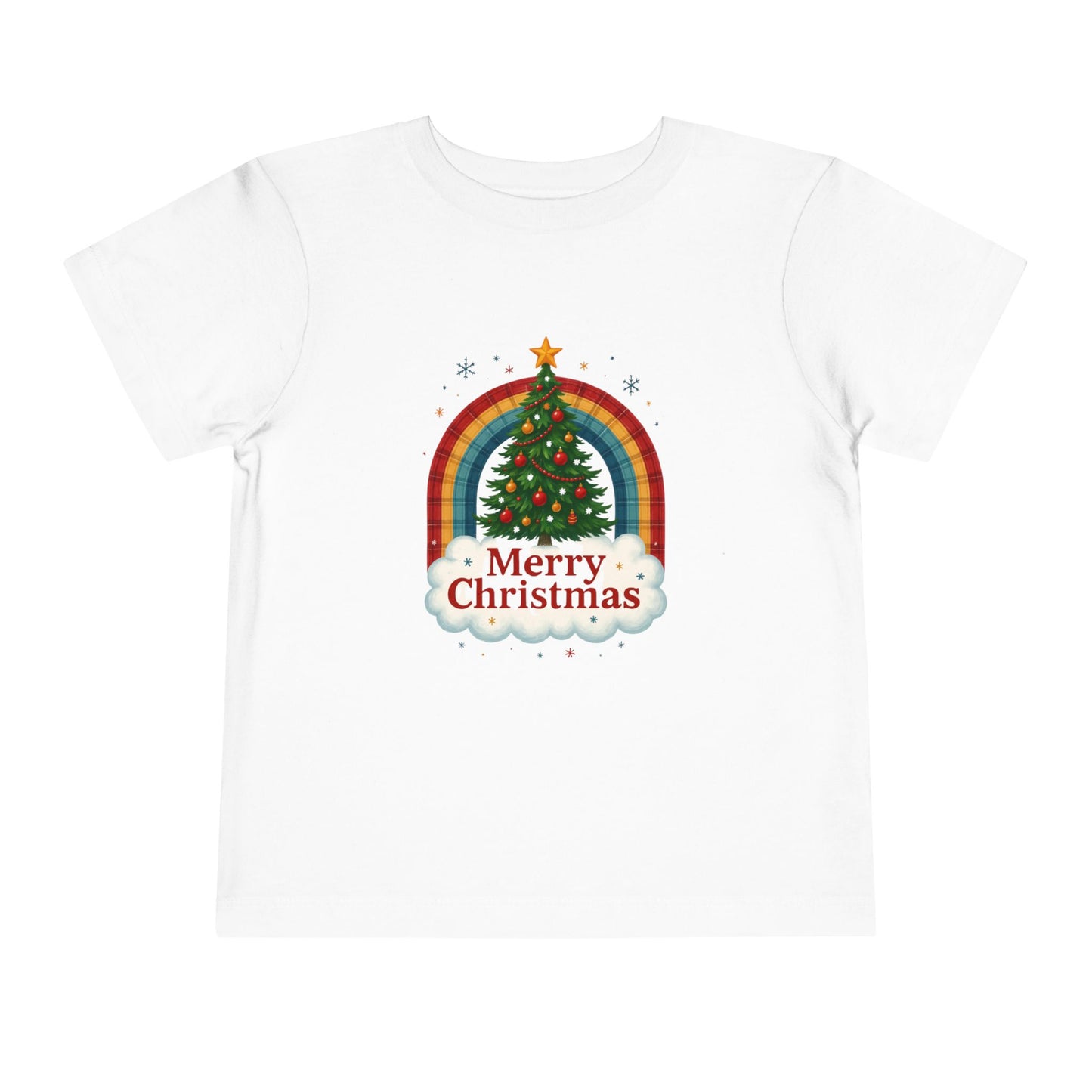 Merry Christmas Plaid Rainbow Tree Toddler Tee