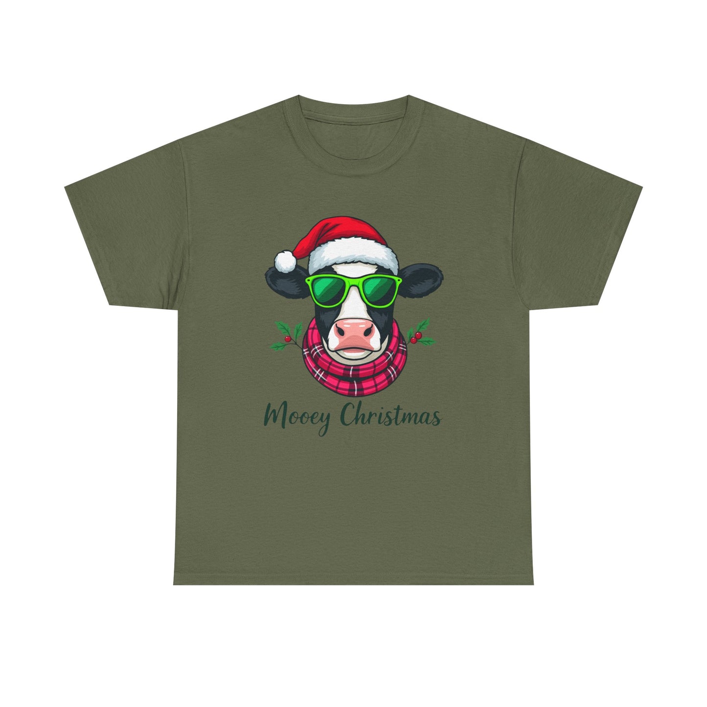 Moovey Christmas Cow Tee - Pink Plaid Scarf & Sunglasses