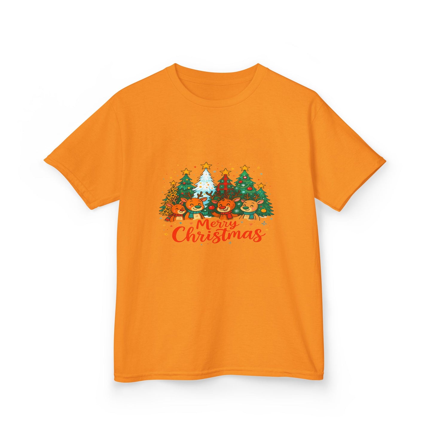 Merry Christmas Reindeer & Dino Trees Kids Tee