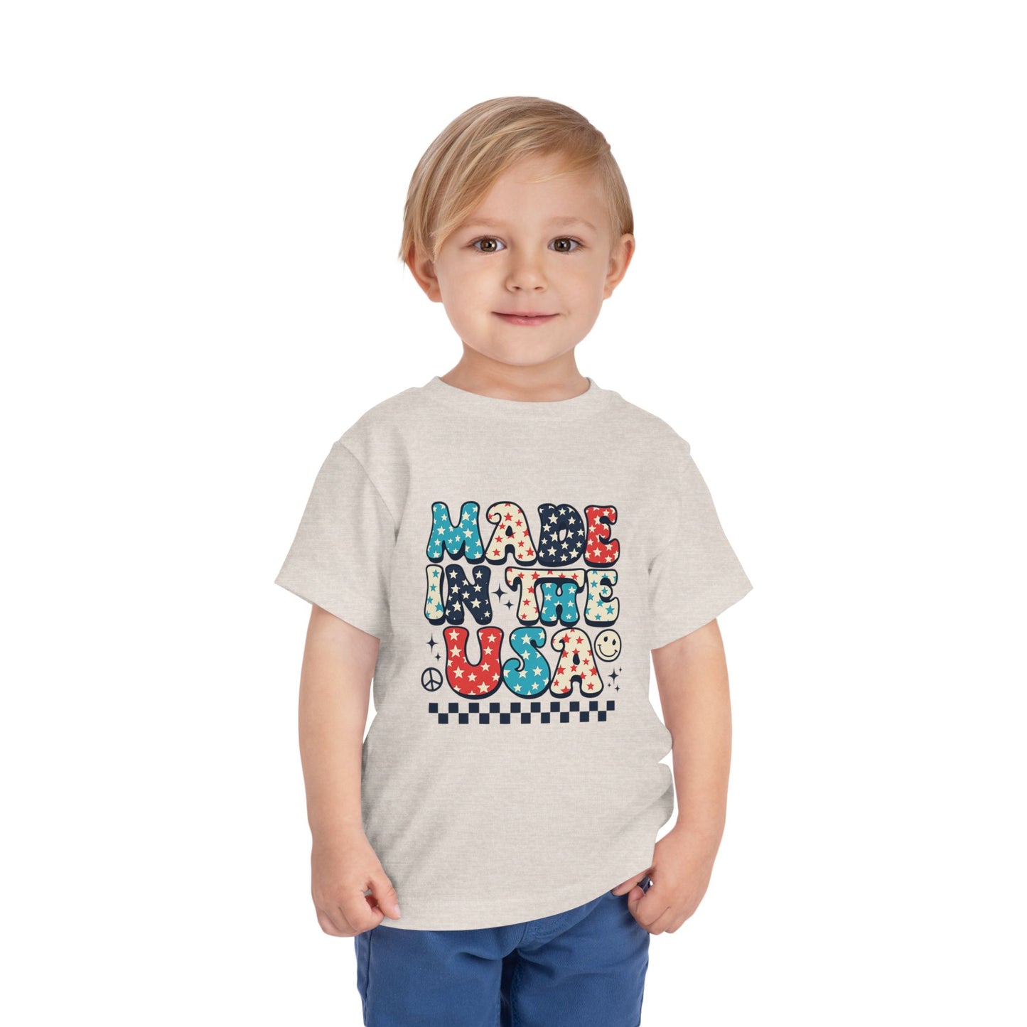 Toddler Tee Vintage Made in USA Retro Smiley Peace Sign Star Design