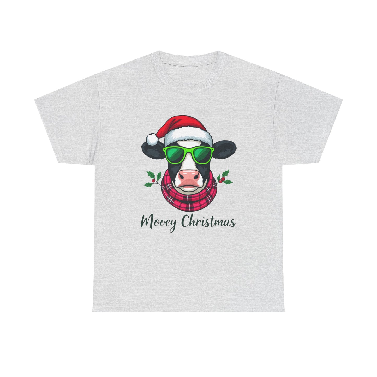 Moovey Christmas Cow Tee - Pink Plaid Scarf & Sunglasses