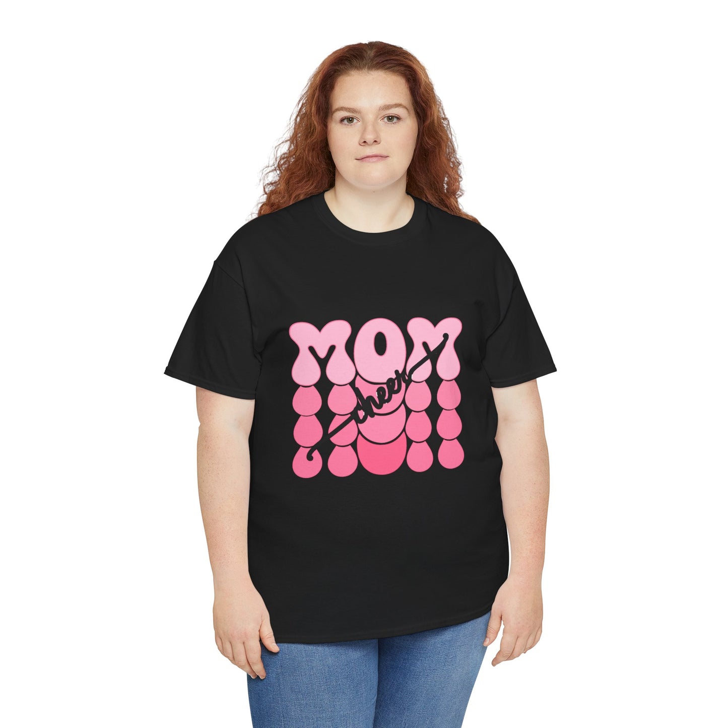 MOM Cheer – Pink Bubble Letter Spirit Tee