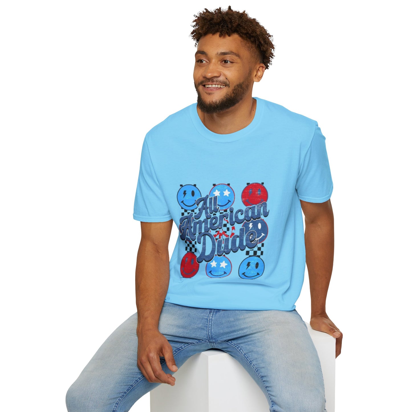 All American Dude Unisex T-Shirt, Patriotic Tee, Summer Fashion, Gift for Him, July 4th Celebration, Casual Wear