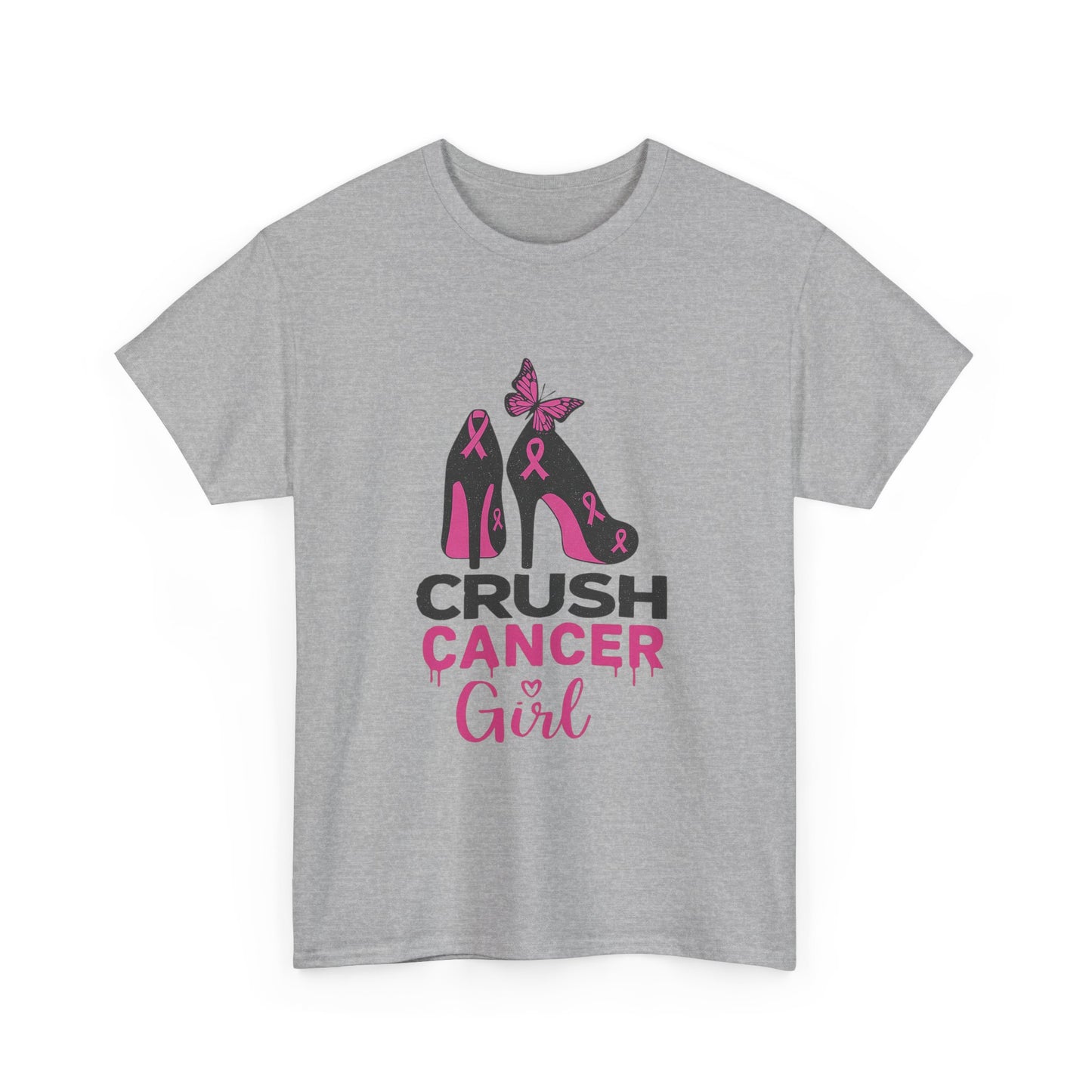 Crush Cancer Girl Tee: High Heels, Pink Ribbon, Hope