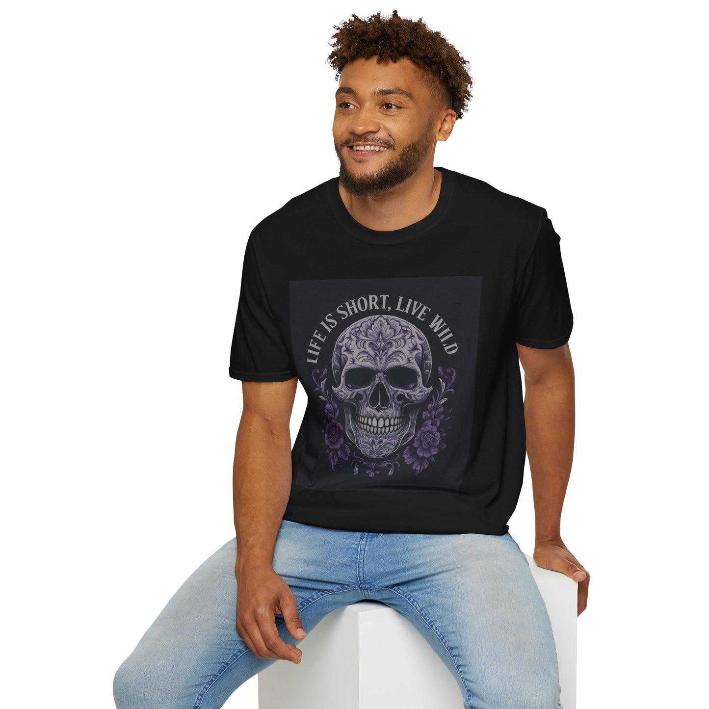 Skull Graphic T-Shirt: Live Wild, Unisex Style for Everyday Wear, Casual Outfit, Gift for Friends, Music Festivals, Halloween