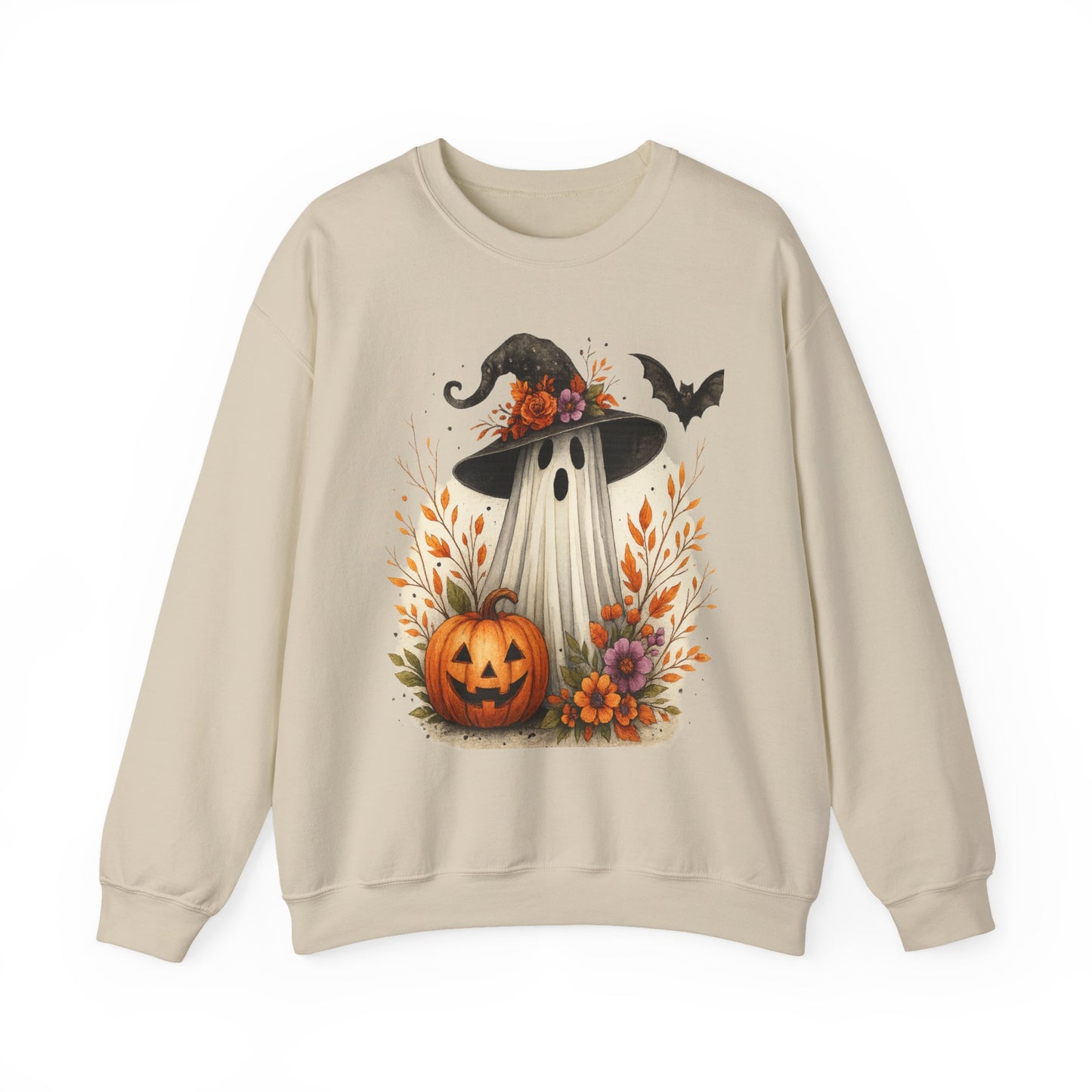 Halloween Ghost Crewneck Sweatshirt, Cozy Fall Apparel, Cute Ghost Design, Pumpkin Sweatshirt, Unisex Halloween Gift