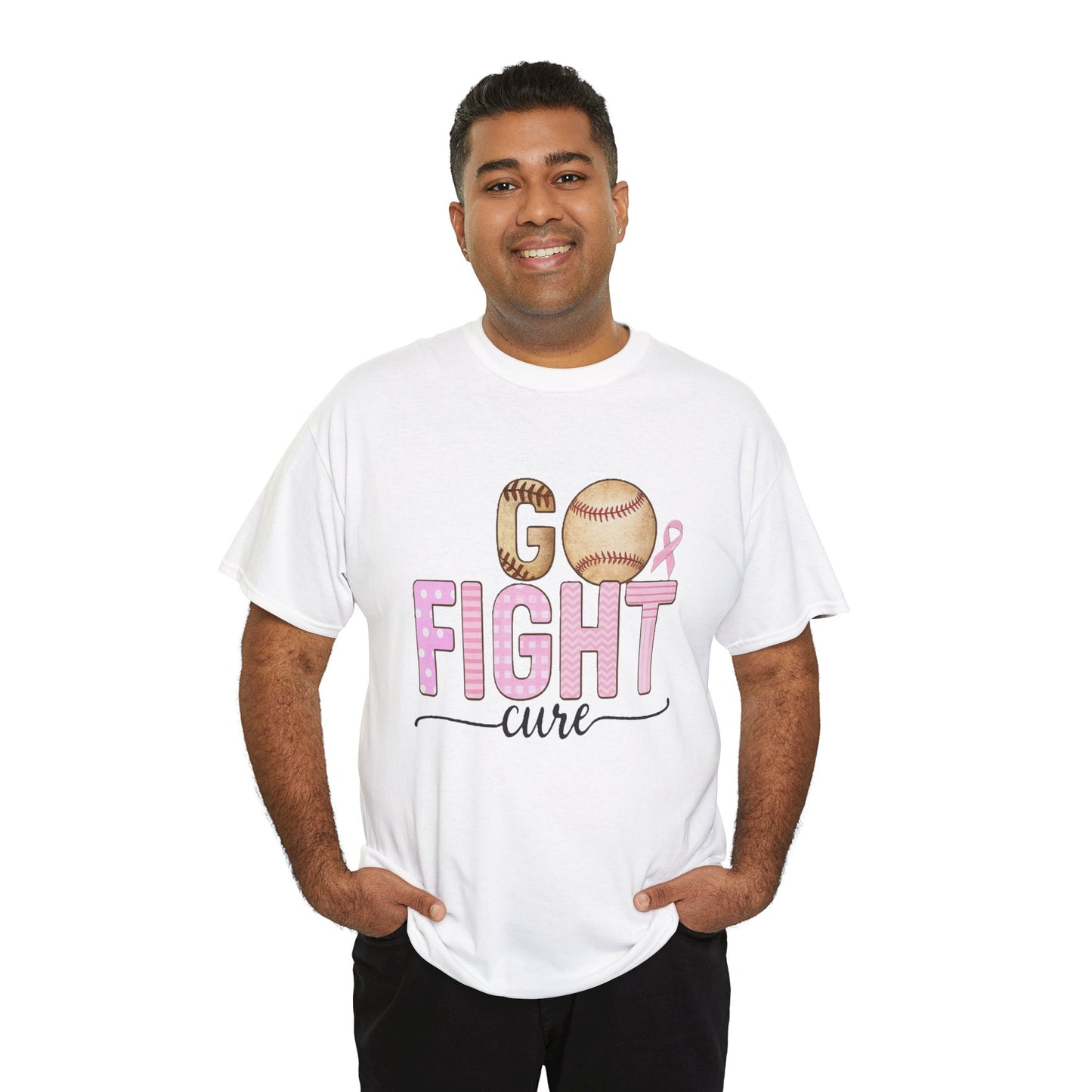 Go Fight Cure Baseball Pink Ribbon Awareness Tee