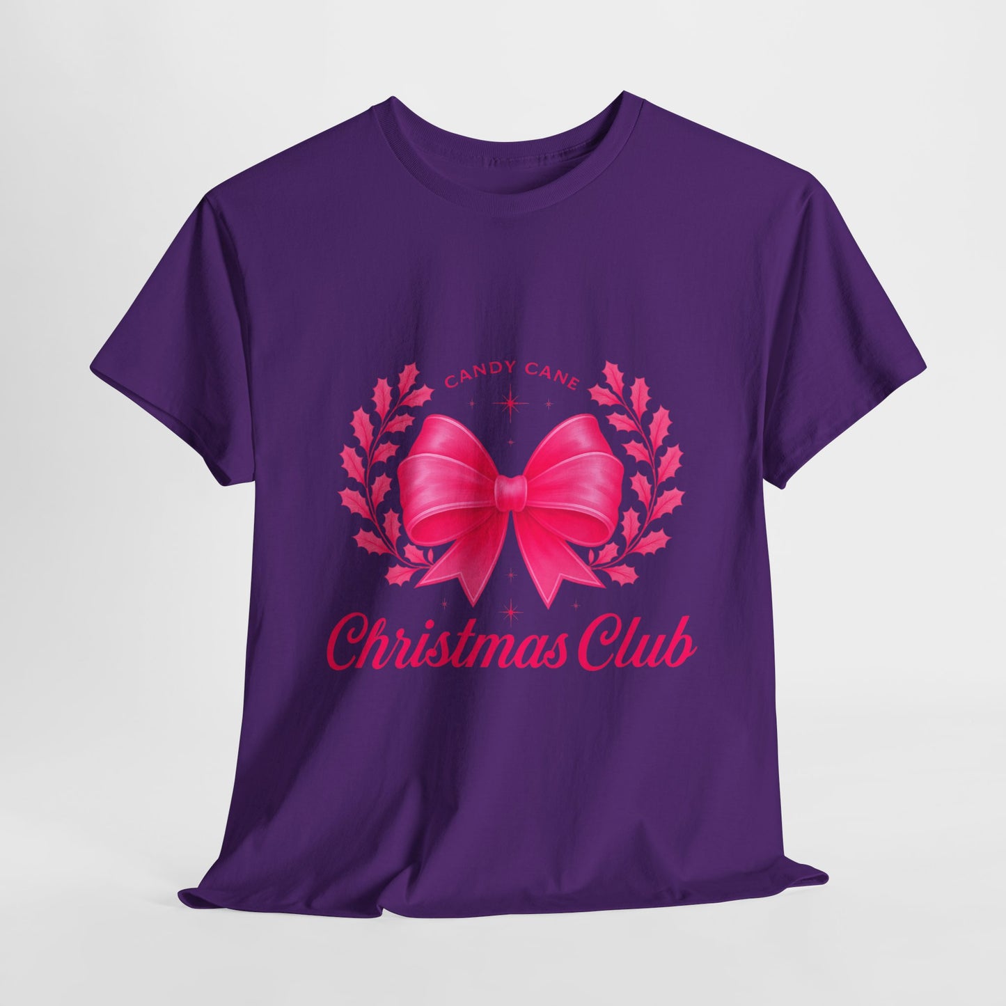 Christmas Tee with Pink Bow and Candy Cane Christmas Club Text