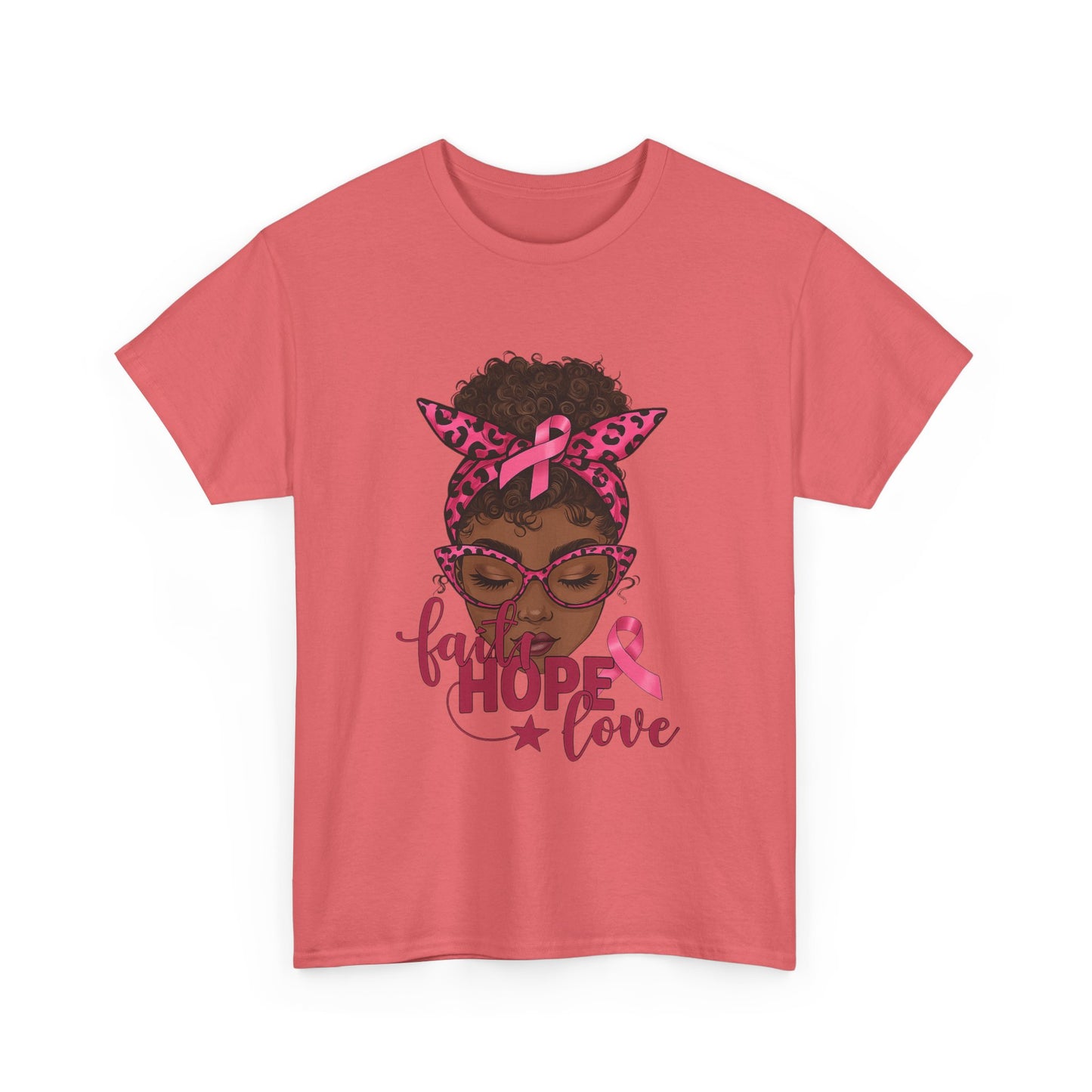 Hope Love Faith Black Woman Pink Ribbon Tee