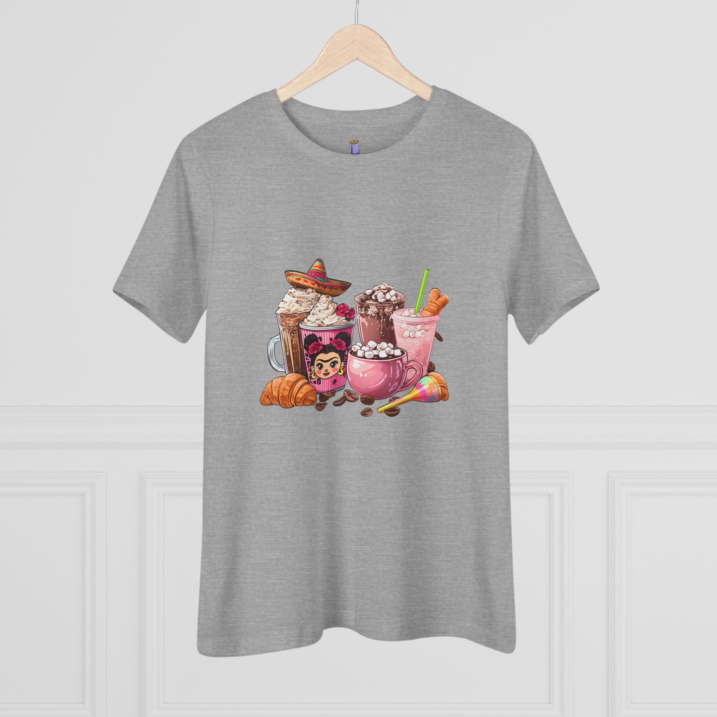 Latina Cute Beverage Women's Cotton Tee, Coffee Lover Gift, Cute Summer Shirt, Birthday Present, Cozy Foodie Tee