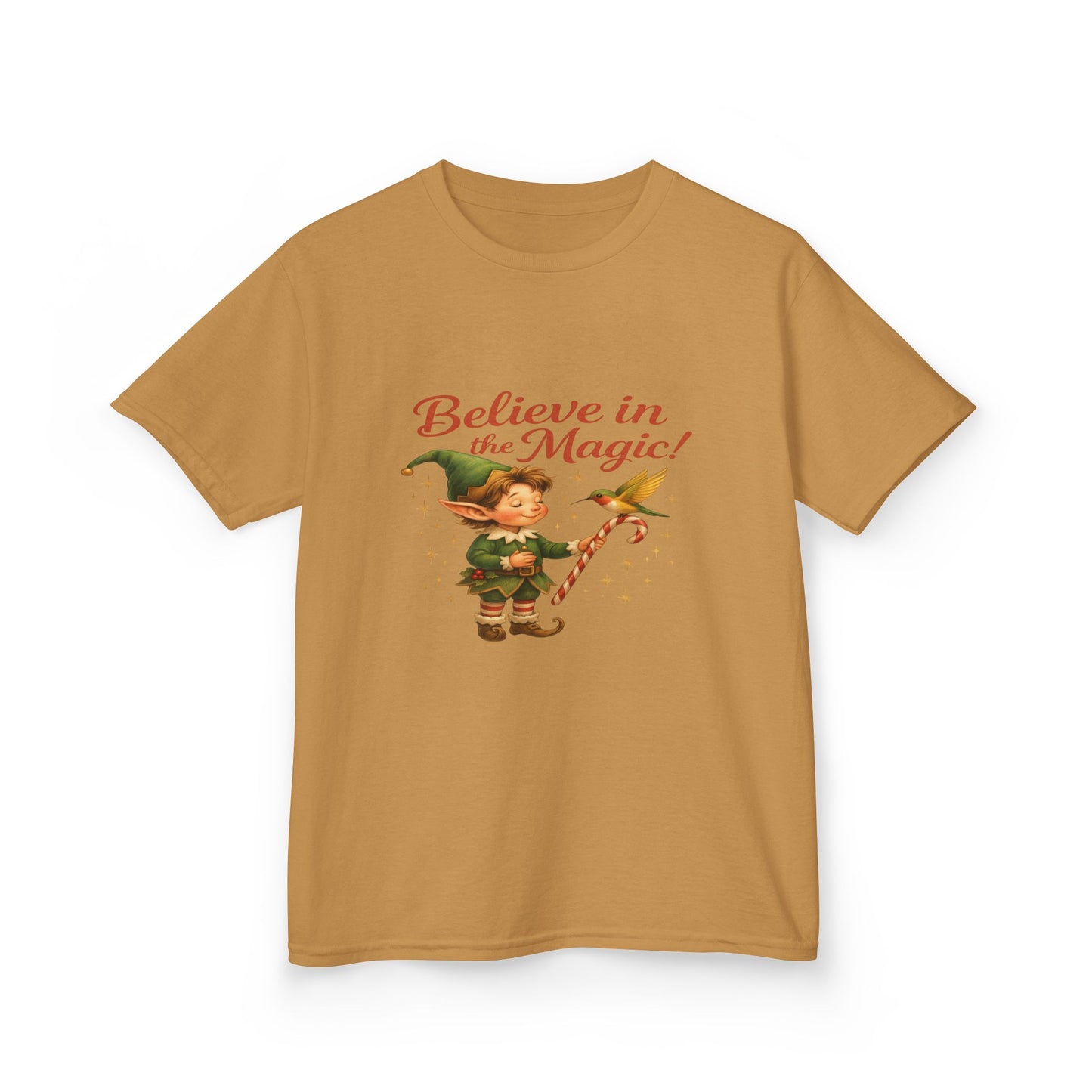 Believe in the Magic Elf & Dino Christmas Kids Tee
