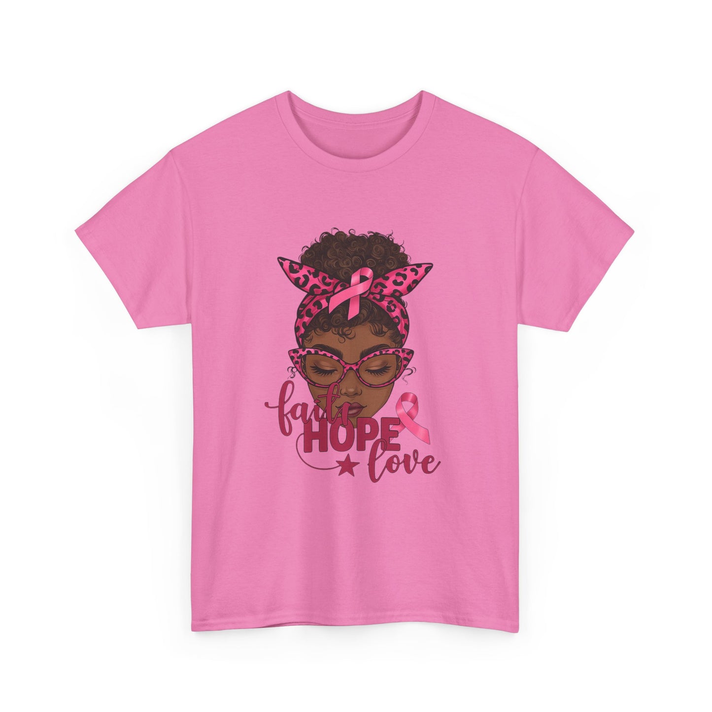 Hope Love Faith Black Woman Pink Ribbon Tee