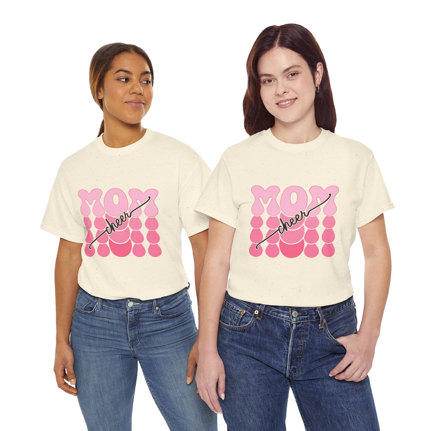 MOM Cheer – Pink Bubble Letter Spirit Tee