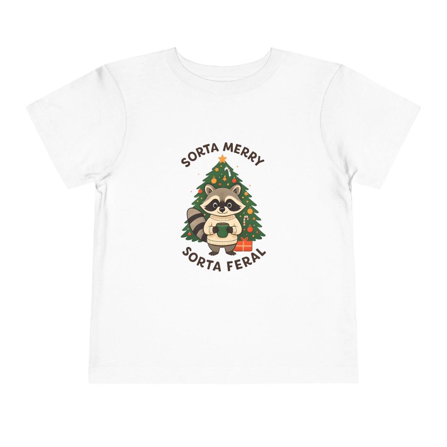 Sorta Merry Sorta Feral Raccoon Toddler Christmas Tee