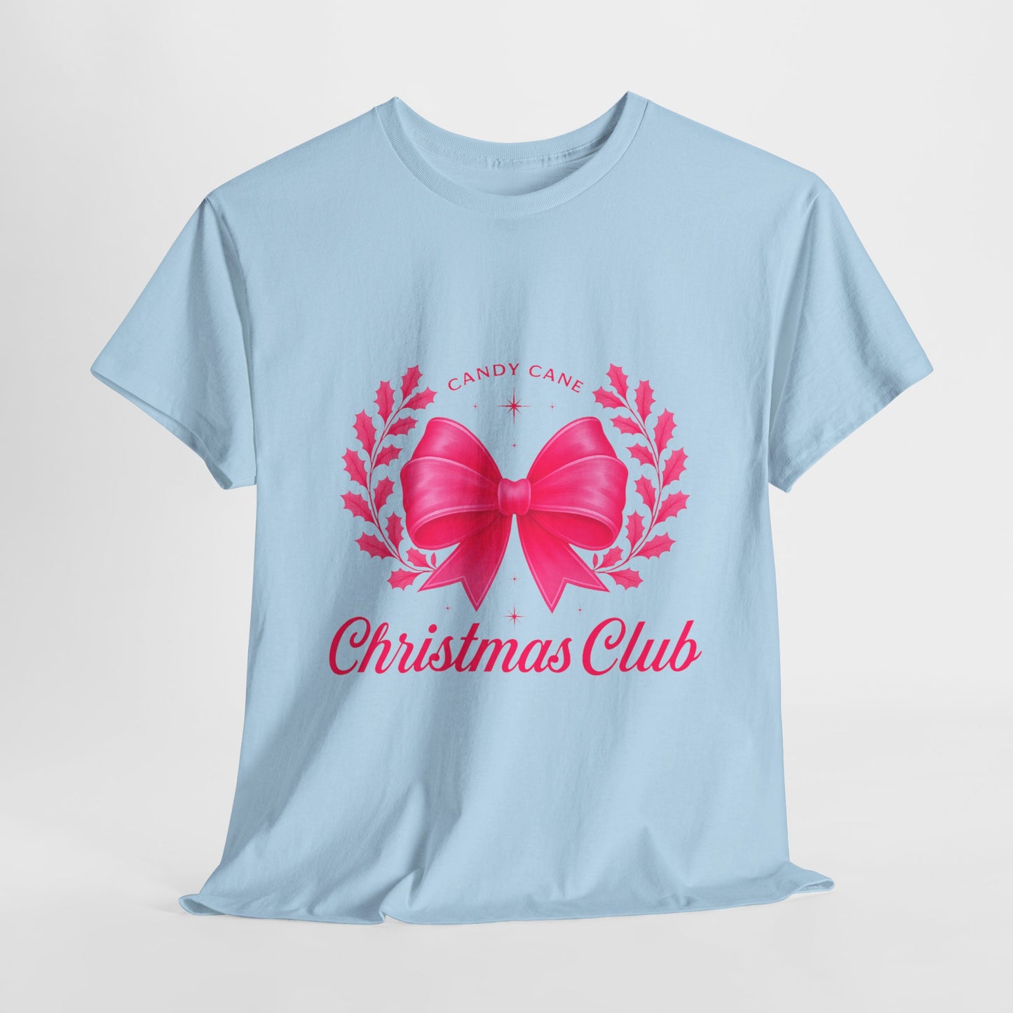 Christmas Tee with Pink Bow and Candy Cane Christmas Club Text