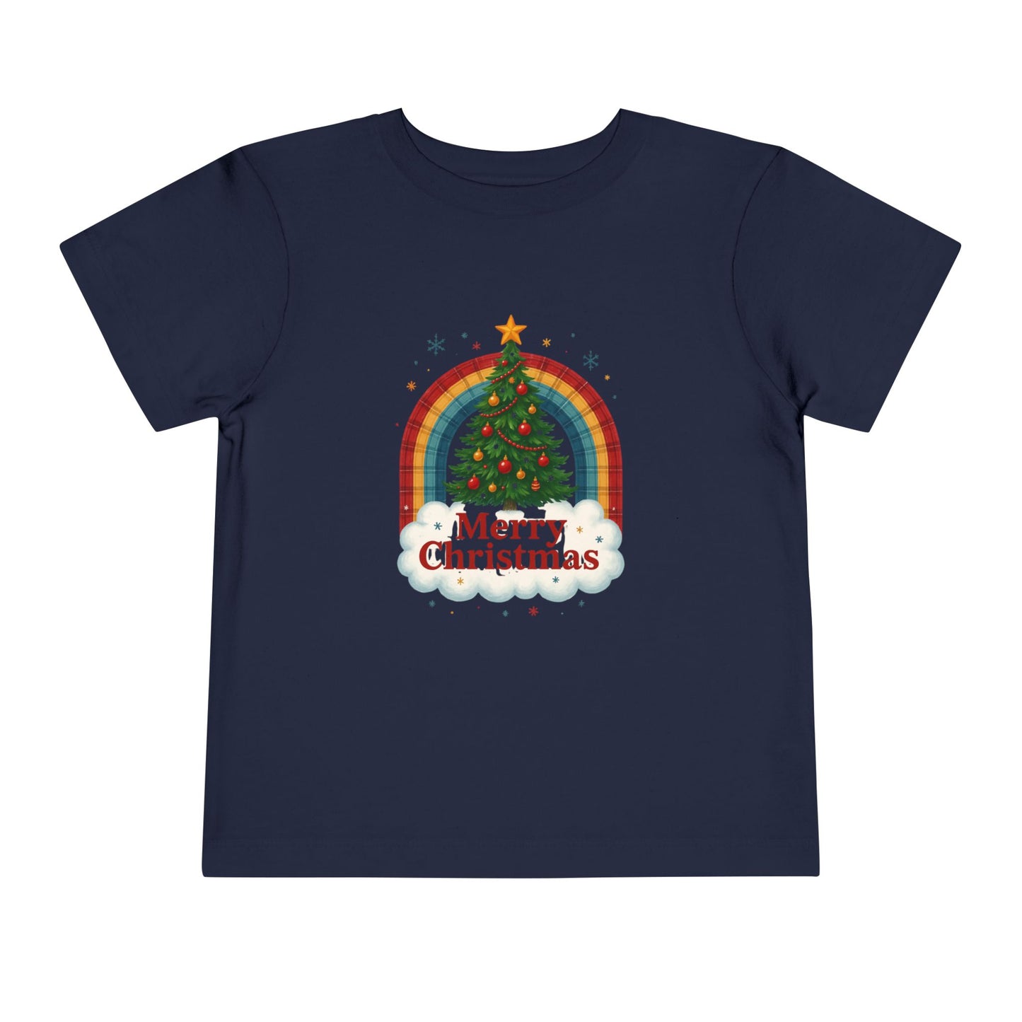 Merry Christmas Plaid Rainbow Tree Toddler Tee