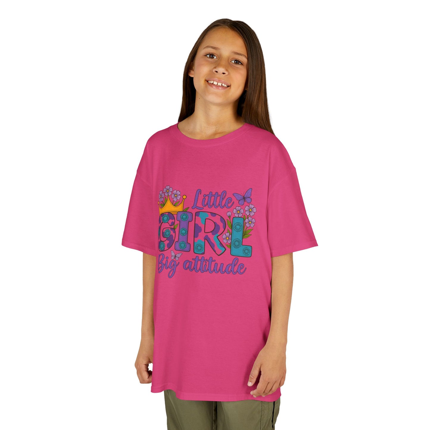 Whimsical Kids Tee for Big Attitude, Fun T-Shirt for Girls, Playful Cotton Shirt, Gift for Birthdays or Celebrations
