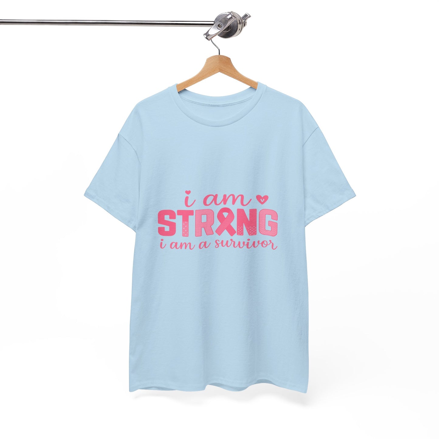 I AM STRONG - Pink Ribbon Breast Cancer Awareness Tee