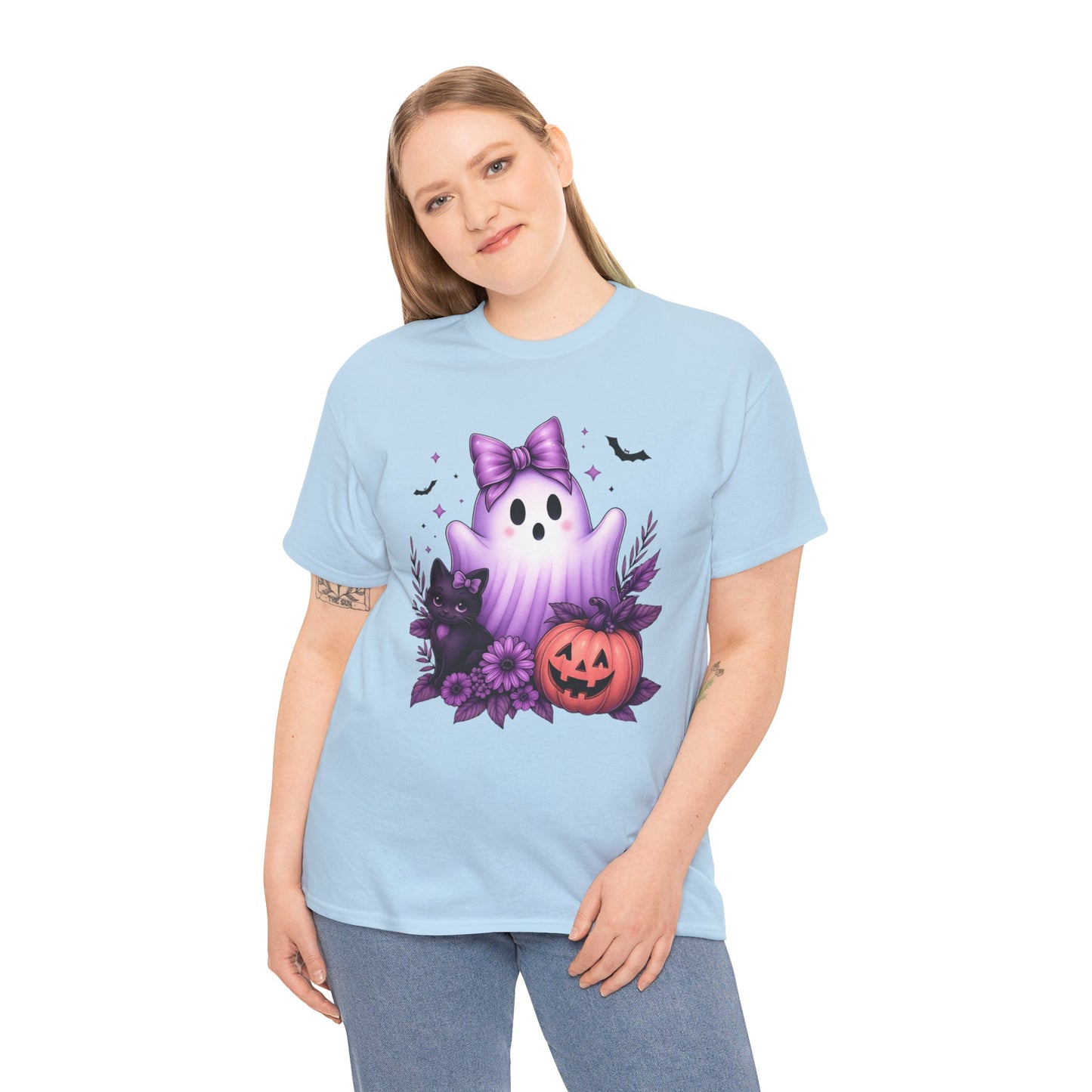 Pastel Halloween Ghost Cat Tee