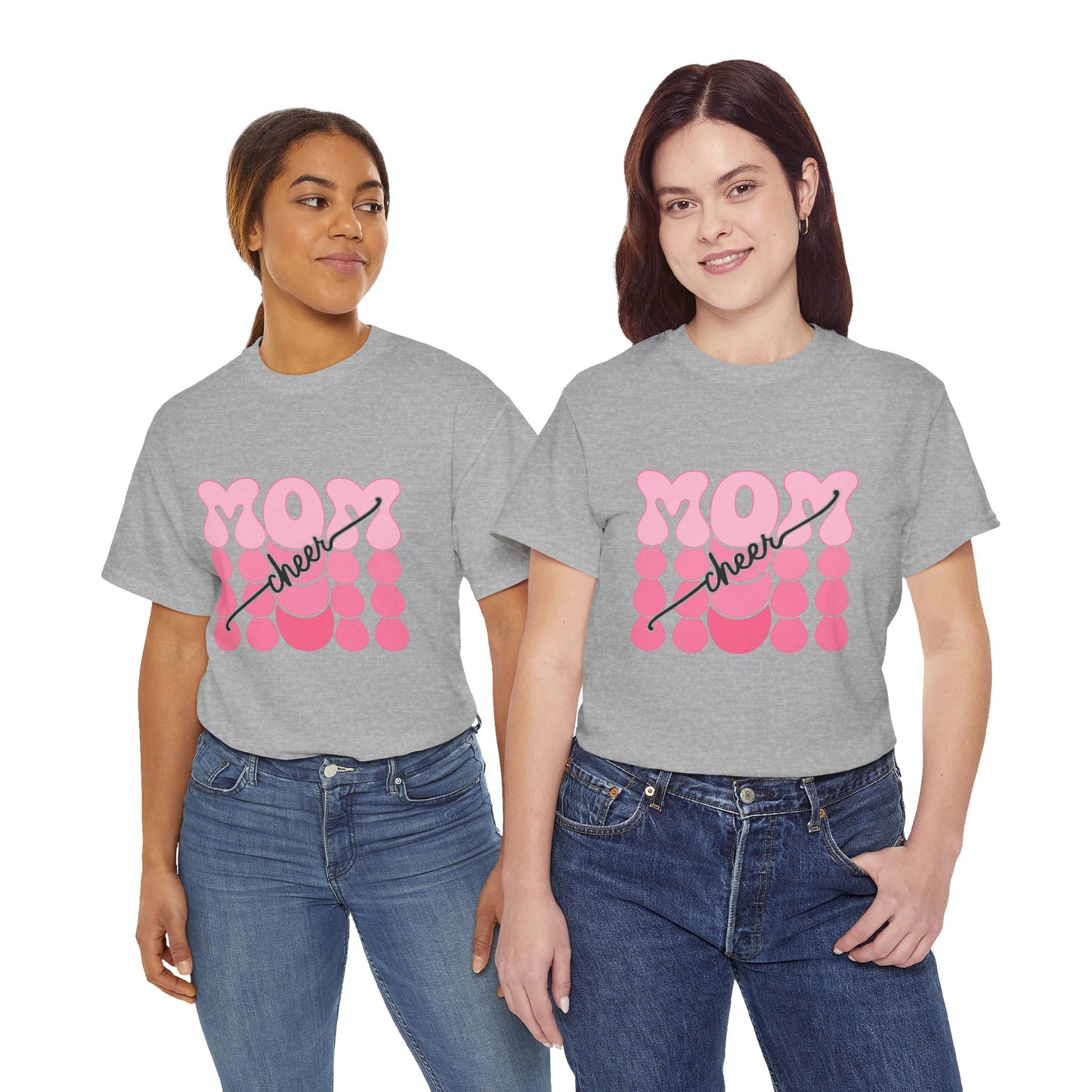 MOM Cheer – Pink Bubble Letter Spirit Tee