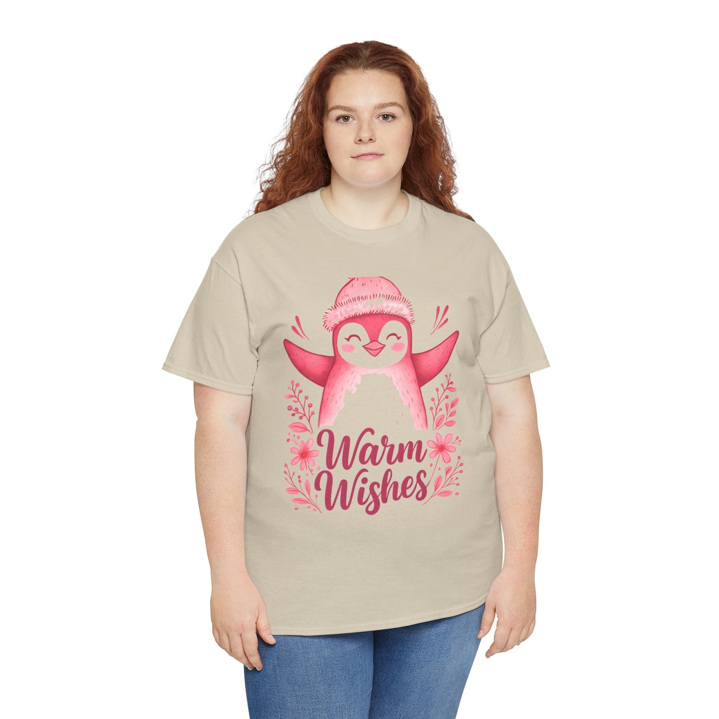 Warm Wishes Pink Penguin Tee - Holiday Tee