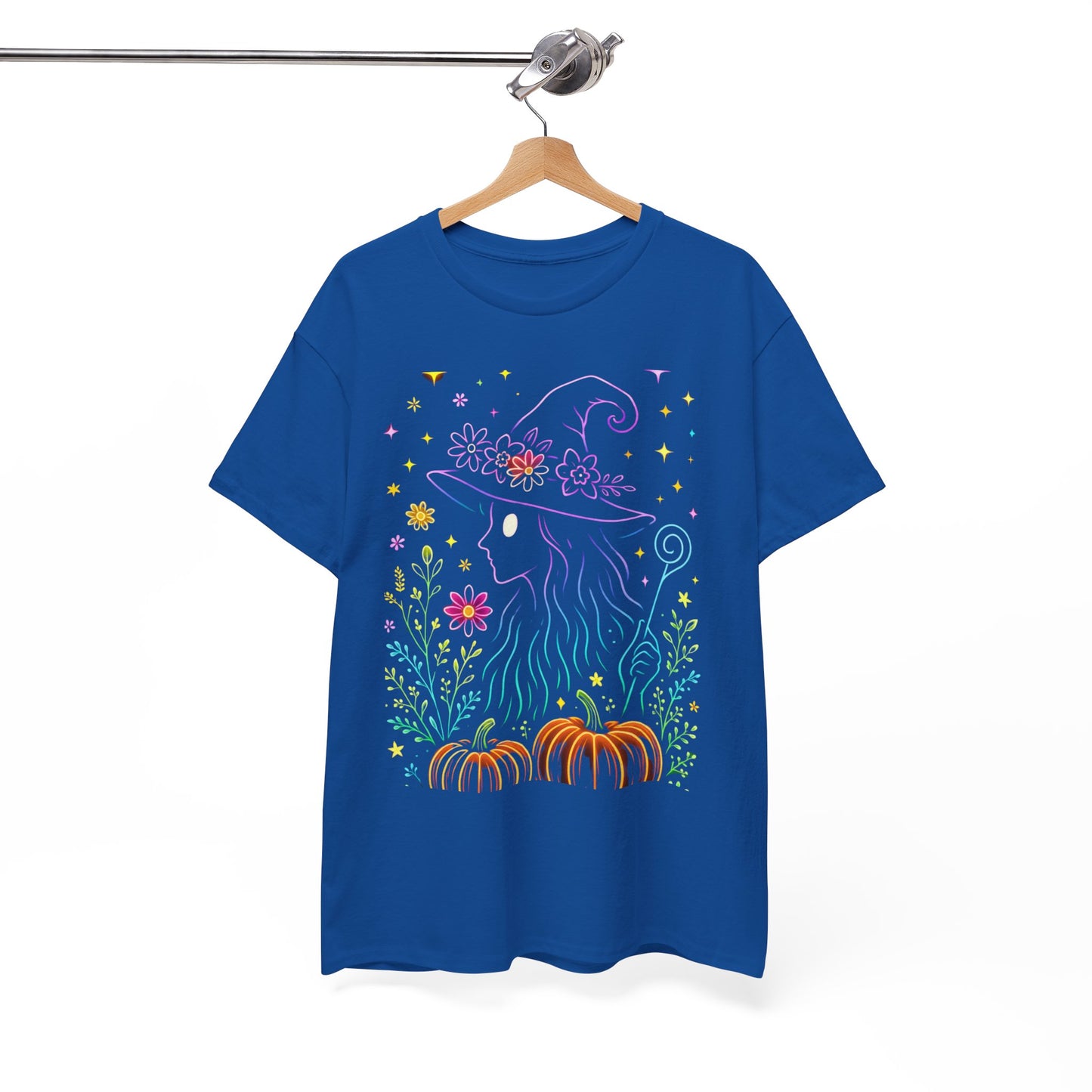 🌙 Whimsical Witch Cat Tee – Magical Halloween Pumpkin Shirt