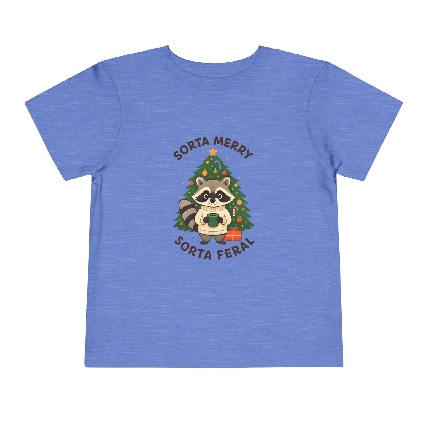 Sorta Merry Sorta Feral Raccoon Toddler Christmas Tee