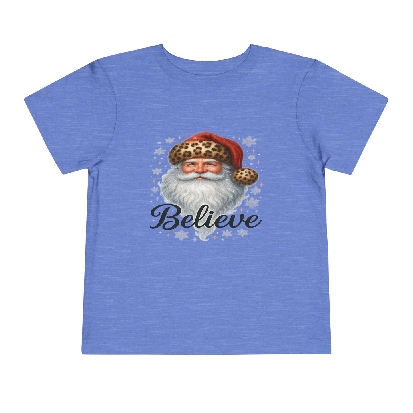 Believe Santa Leopard Print Toddler Christmas Tee