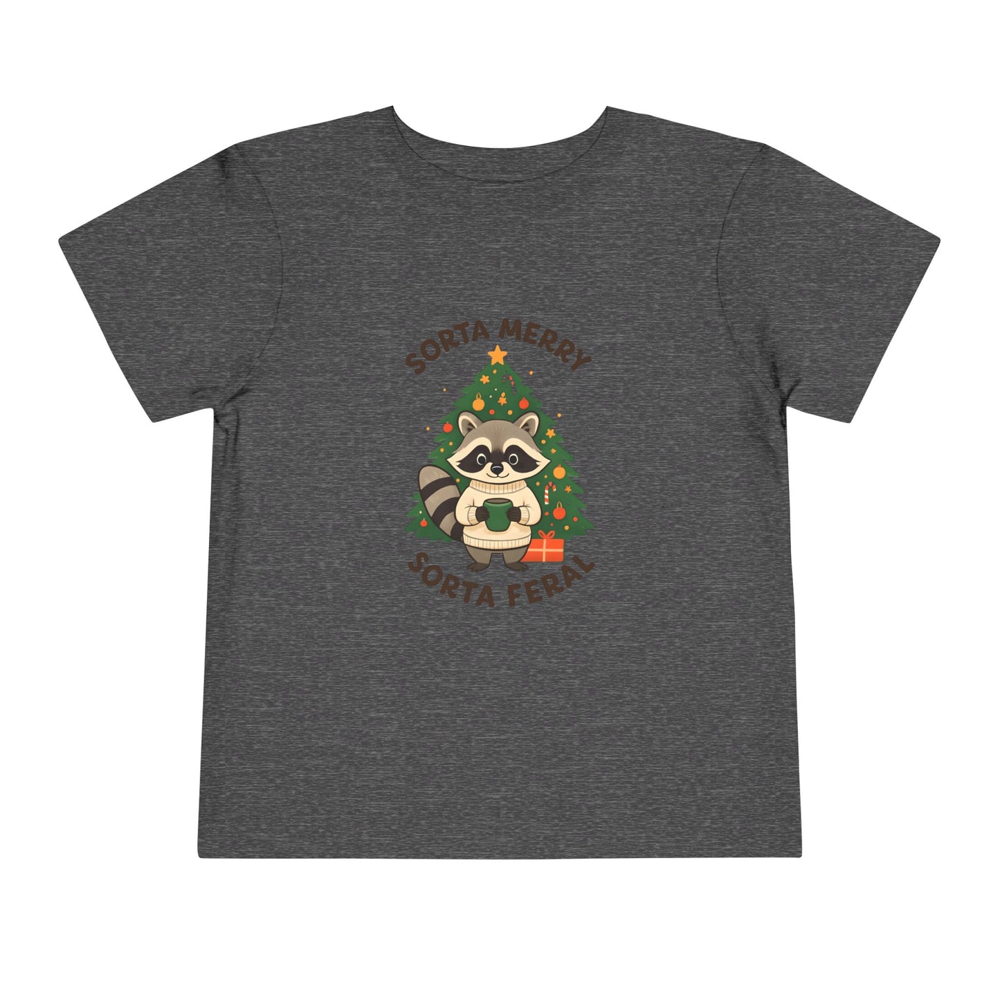Sorta Merry Sorta Feral Raccoon Toddler Christmas Tee