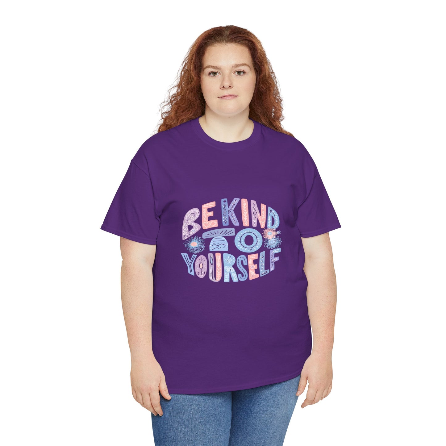 Be Kind to Yourself Pink T-Shirt – Uplifting Floral Self-Care Message