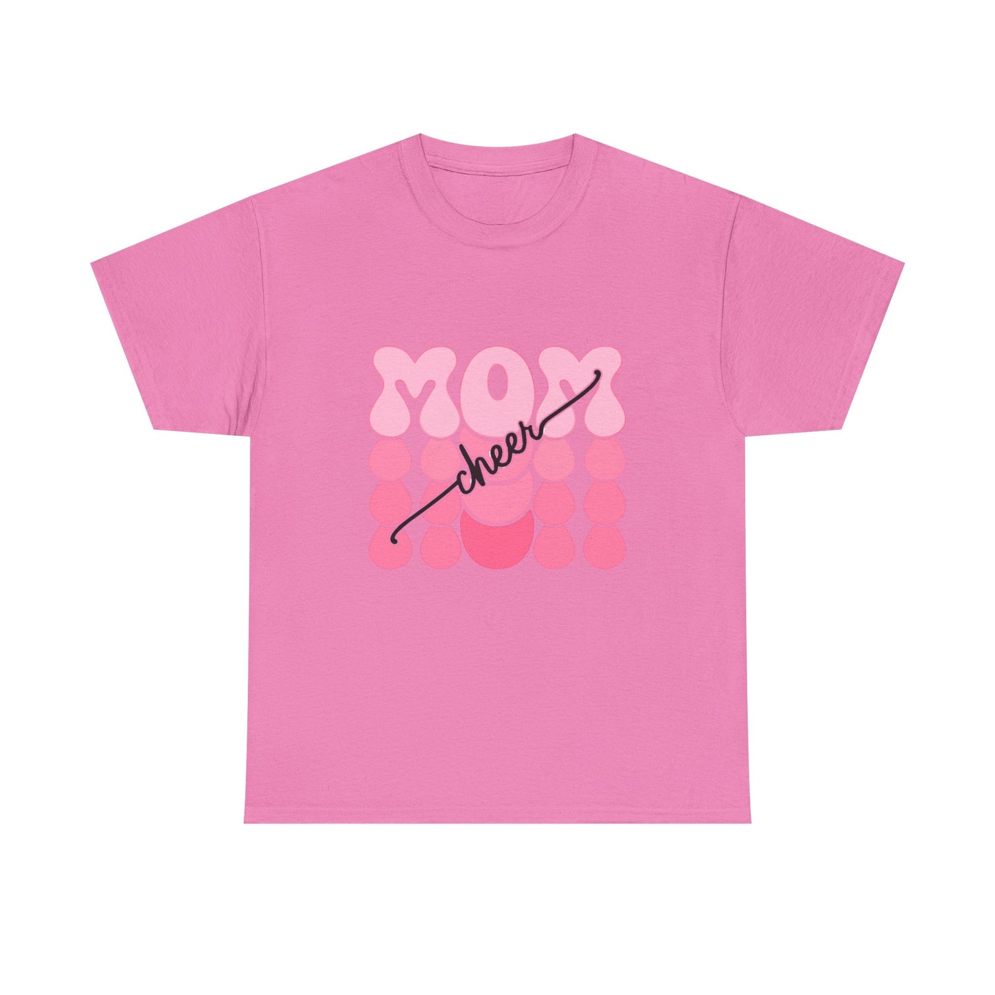 MOM Cheer – Pink Bubble Letter Spirit Tee