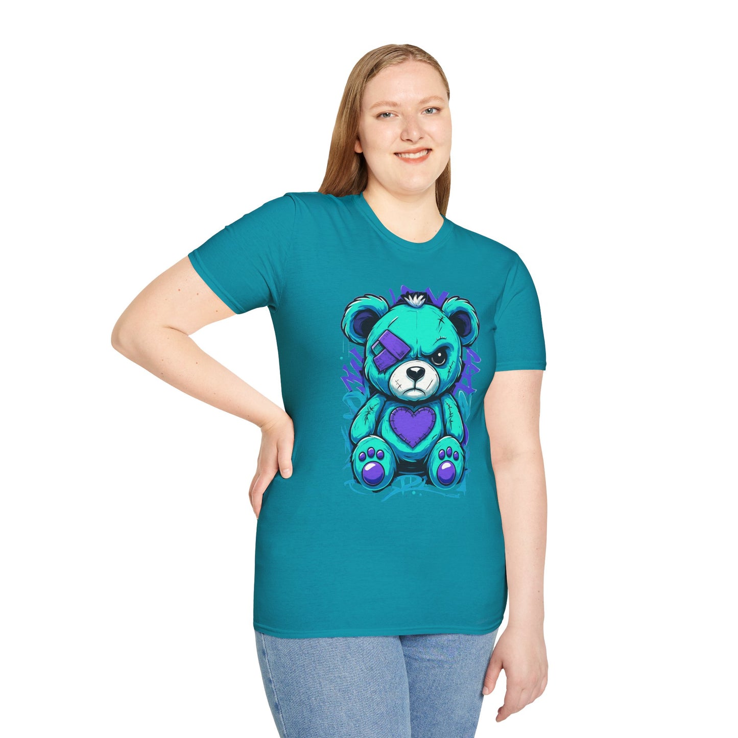 Adorable Grumpy Bear Unisex Softstyle T-Shirt | Cute Graphic Tee, Casual Wear, Gift for Animal Lovers, Birthday Present, Fun Fashion