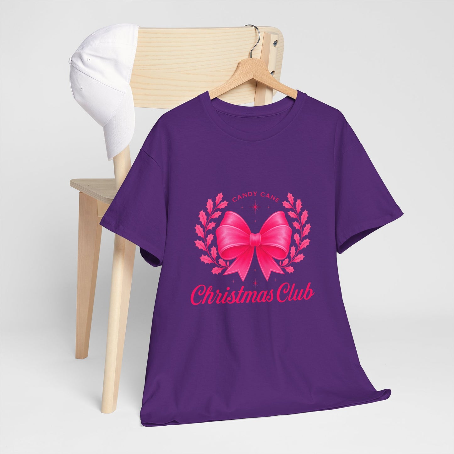 Christmas Tee with Pink Bow and Candy Cane Christmas Club Text