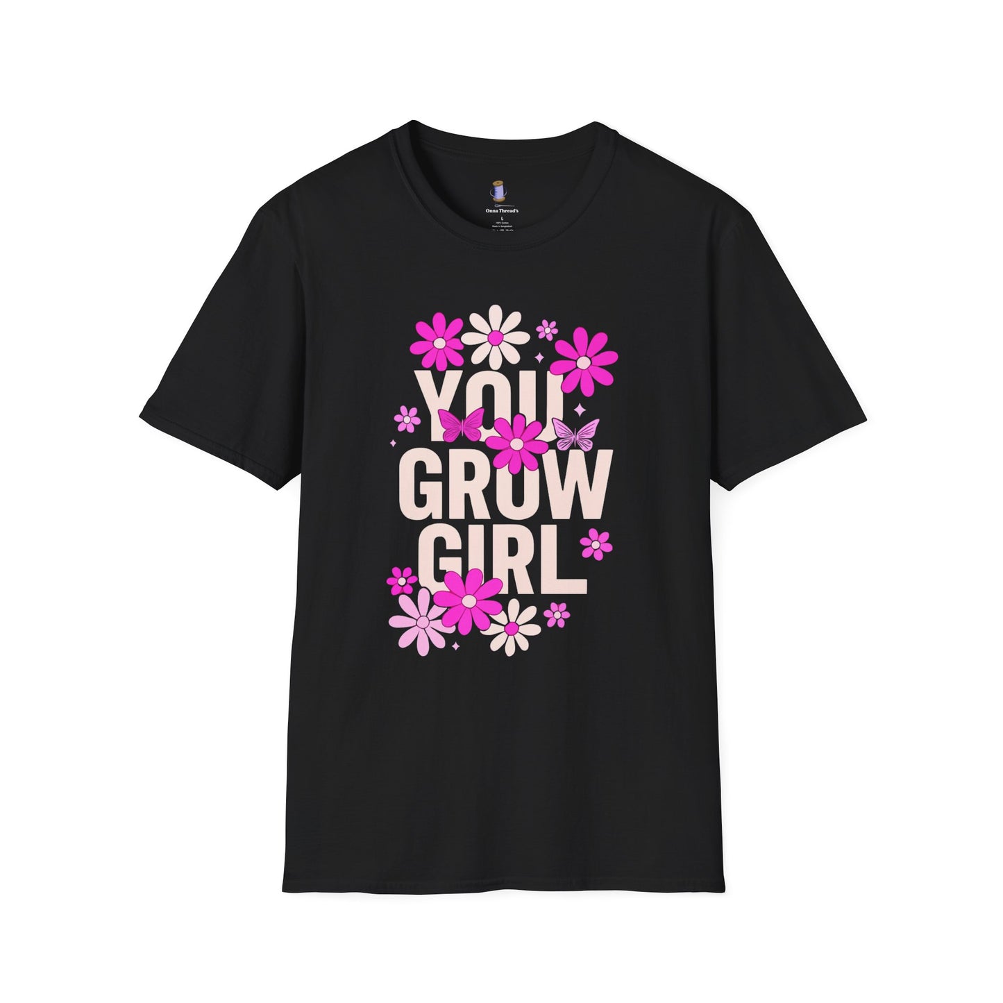 Floral Grow Girl T-Shirt, Cute Graphic Tee, Gift for Plant Lovers, Spring Fashion, Nature Lover Apparel