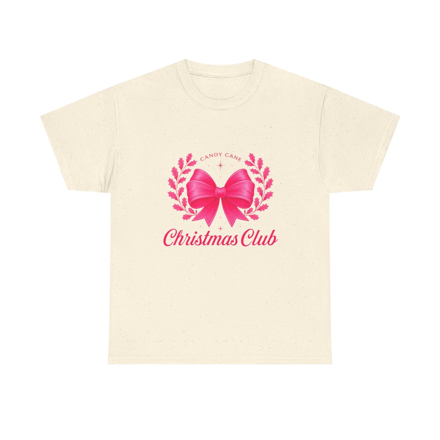 Christmas Tee with Pink Bow and Candy Cane Christmas Club Text