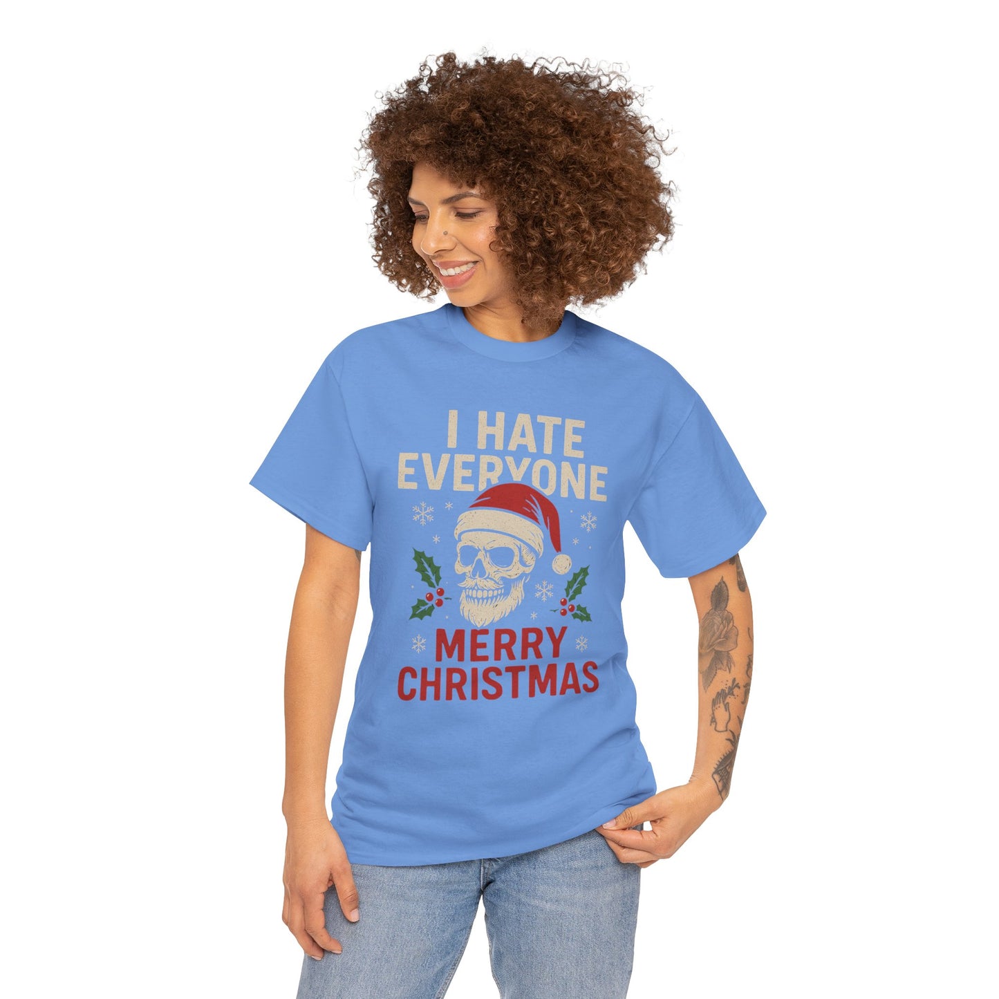 I Hate Everyone Merry Christmas Skull Tee