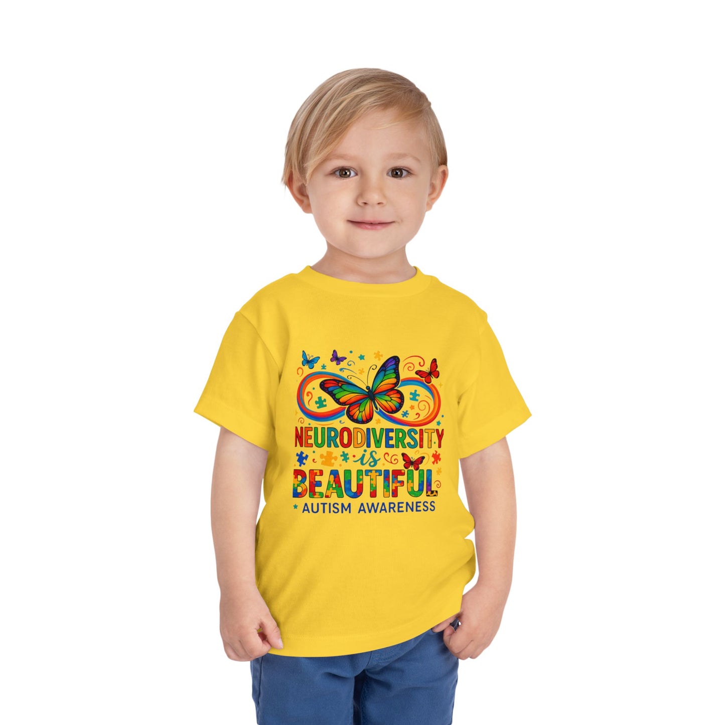 Toddler Tee - Neurodiversity is Beautiful Butterfly Rainbow Puzzle Piece Tee