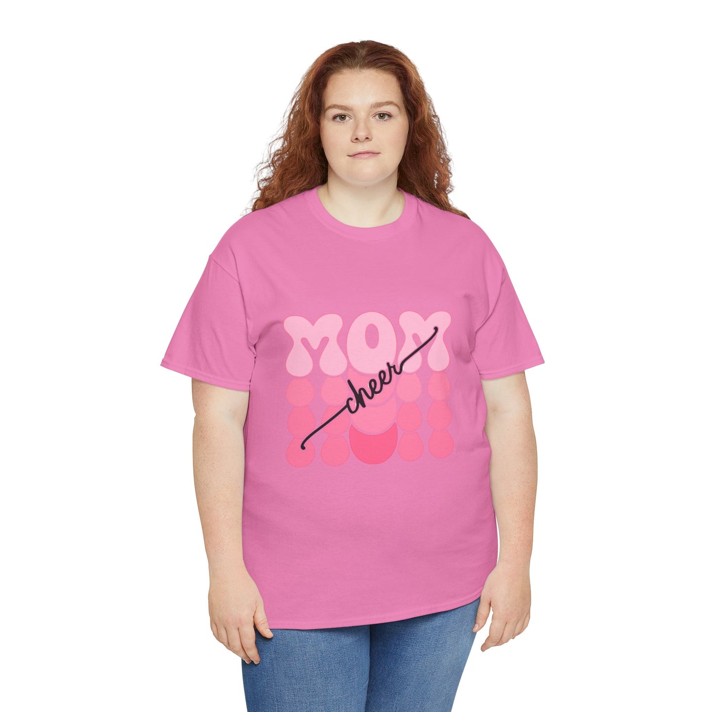 MOM Cheer – Pink Bubble Letter Spirit Tee