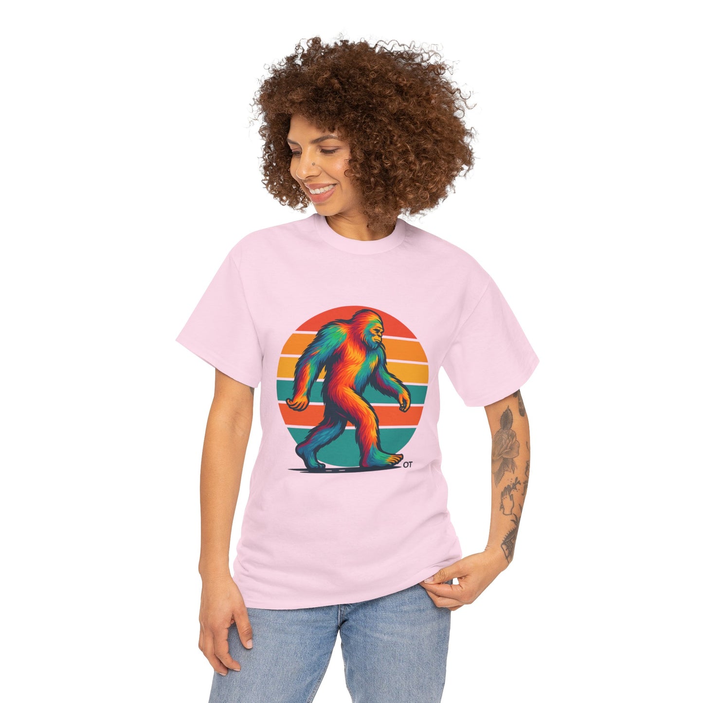 Colorful Bigfoot Unisex T-Shirt, Fun Graphic Tee for Nature Lovers, Perfect for Holidays, Festivals, Camping, Gifts