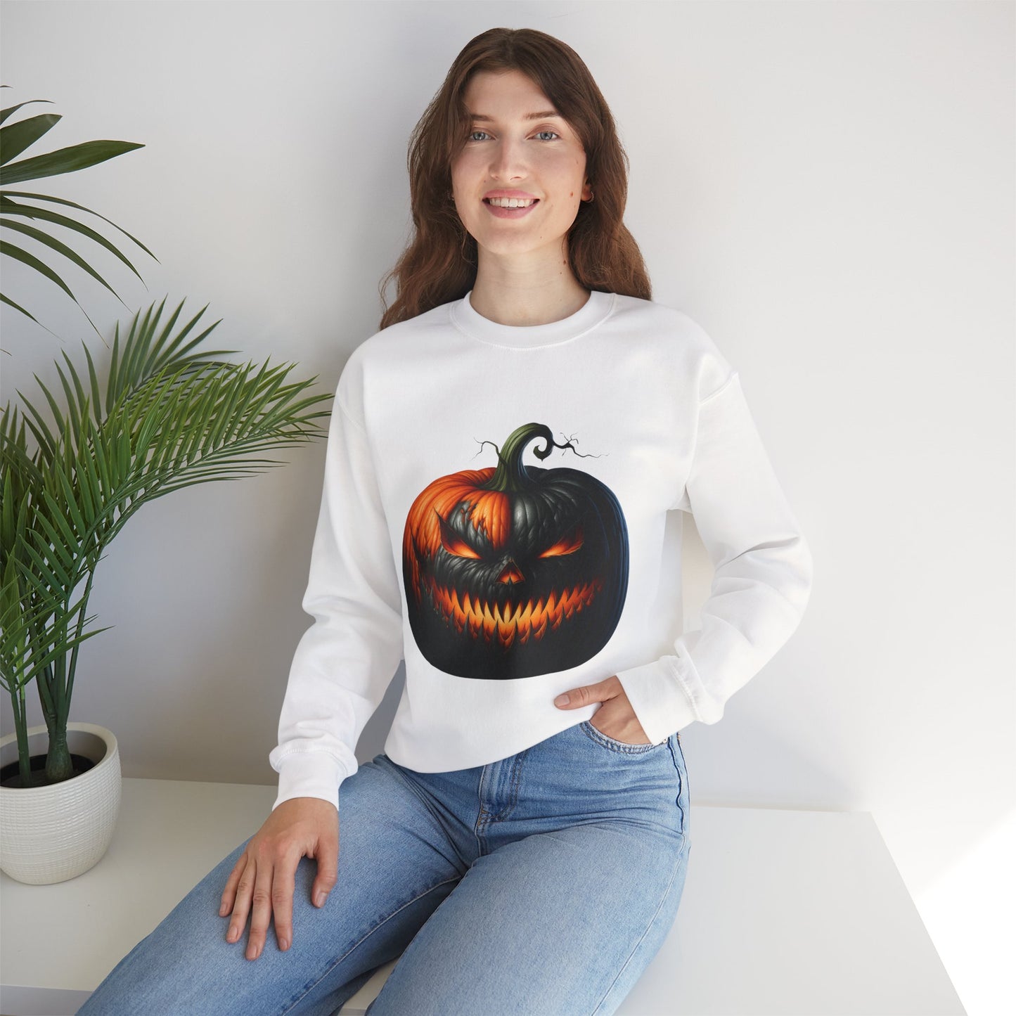 Spooky Pumpkin Jack-o'-Lantern Ghost Crewneck
