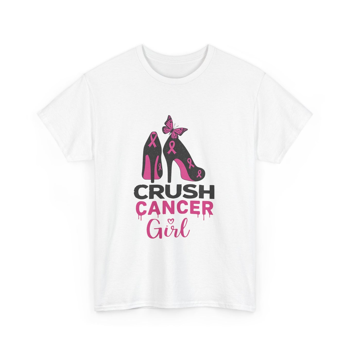 Crush Cancer Girl Tee: High Heels, Pink Ribbon, Hope