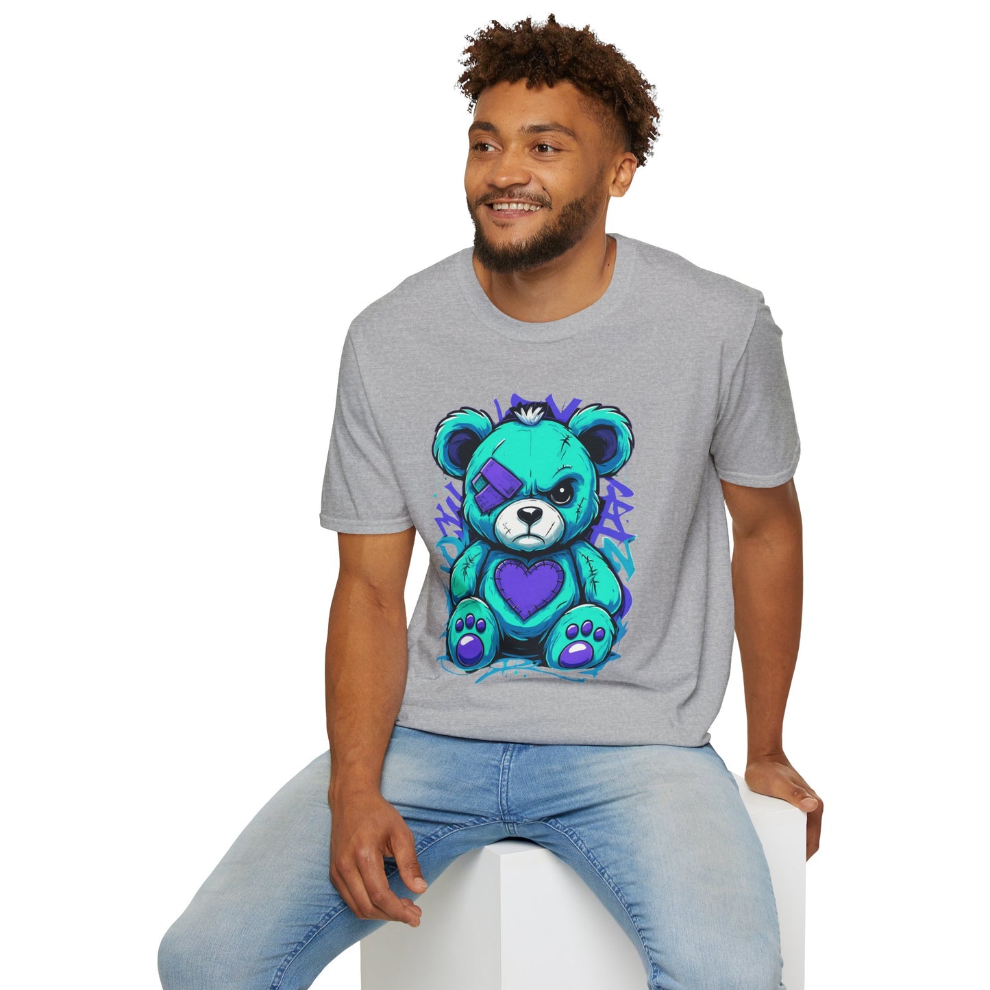 Adorable Grumpy Bear Unisex Softstyle T-Shirt | Cute Graphic Tee, Casual Wear, Gift for Animal Lovers, Birthday Present, Fun Fashion
