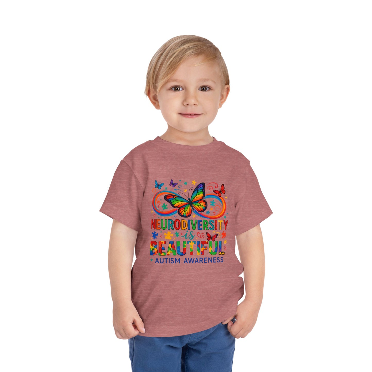 Toddler Tee - Neurodiversity is Beautiful Butterfly Rainbow Puzzle Piece Tee