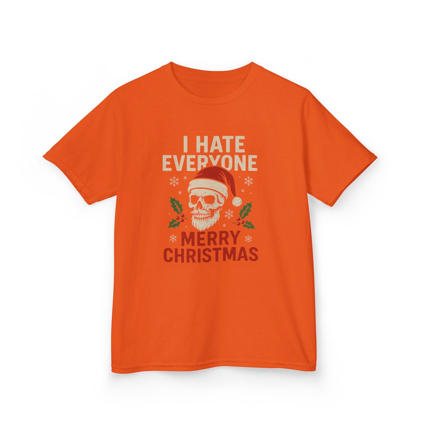Grumpy Skull Santa Dinosaur Christmas Kids Tee