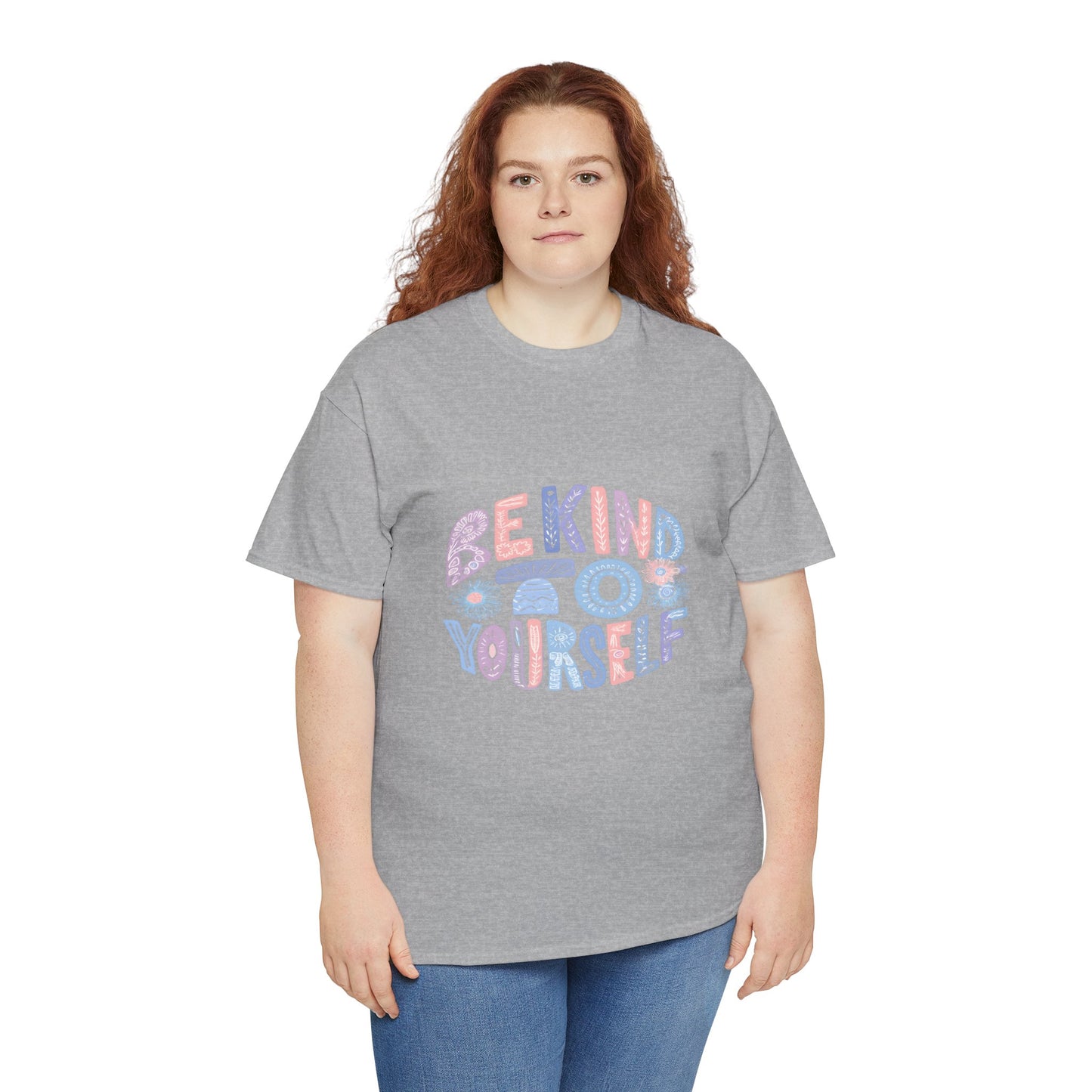Be Kind to Yourself Pink T-Shirt – Uplifting Floral Self-Care Message
