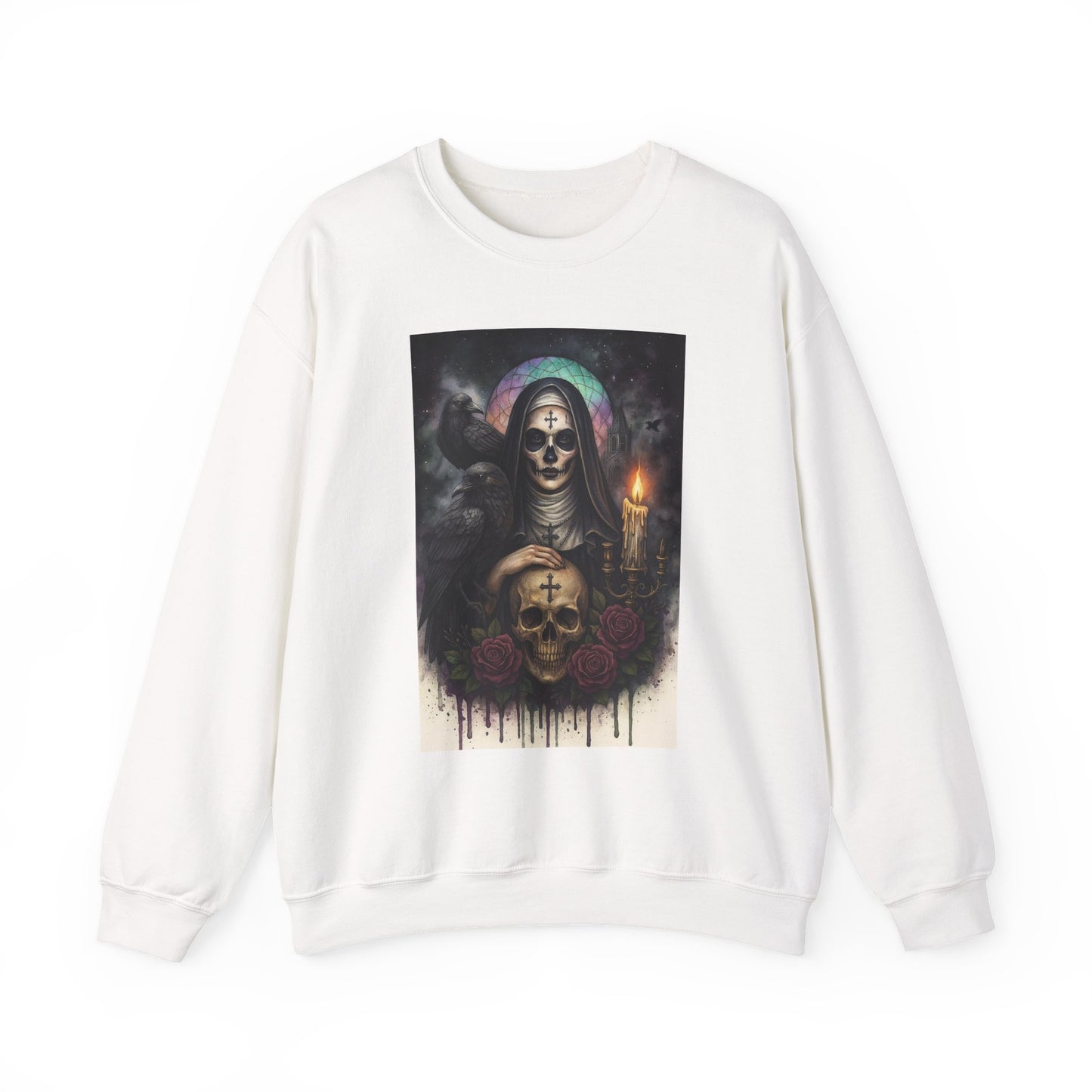 Gothic Nun Skull Halloween Crewneck Sweatshirt