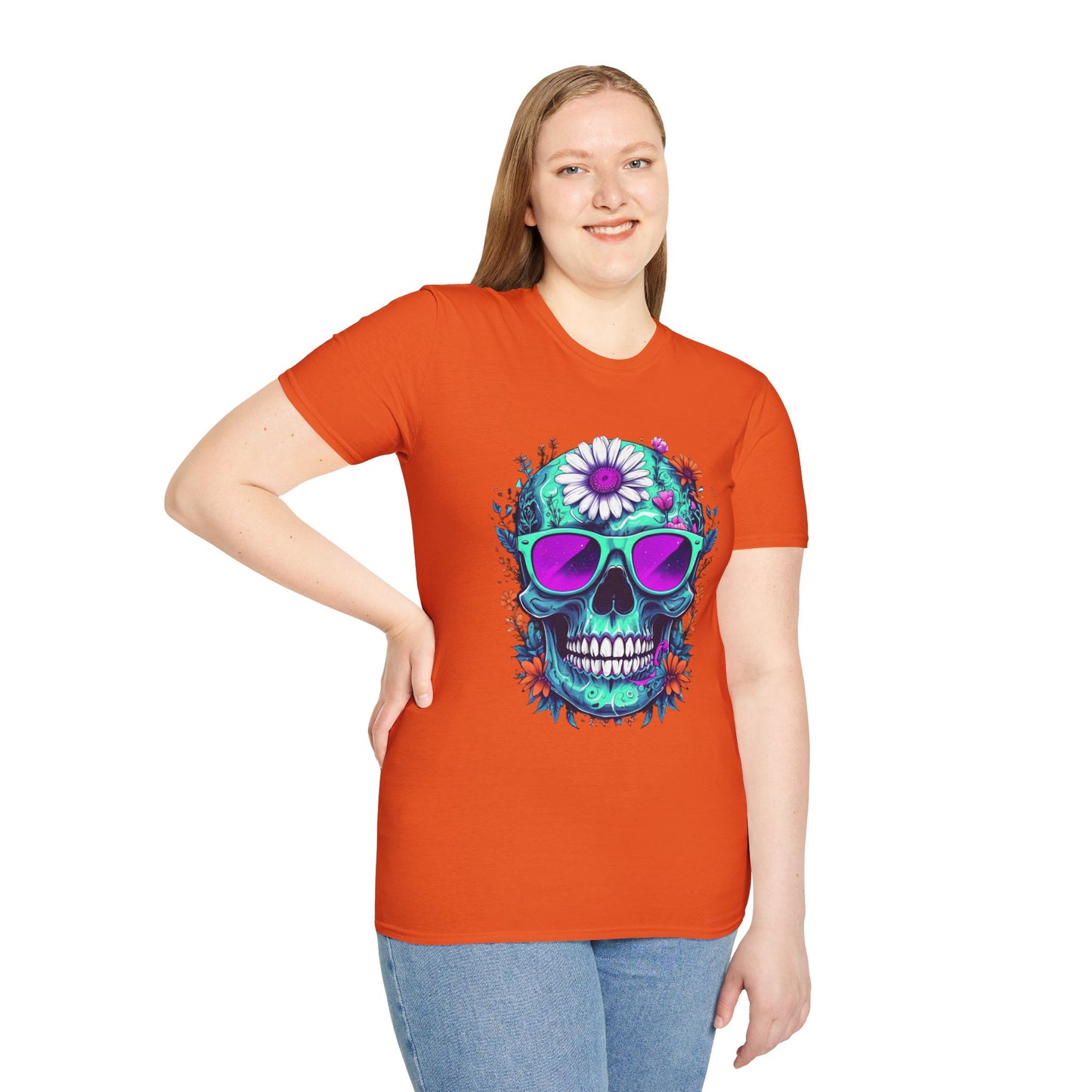 Vibrant Skull Graphic Tee, Edgy Unisex T-Shirt, Festival Wear, Vintage Inspired Tops, Halloween Must-Have, Cool Casual Style
