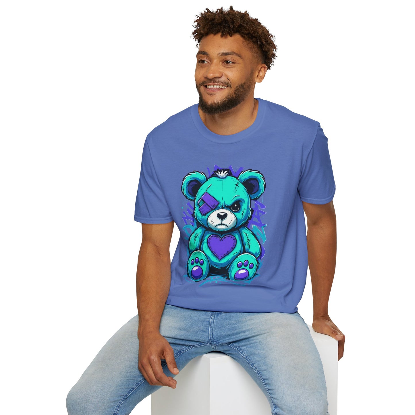 Adorable Grumpy Bear Unisex Softstyle T-Shirt | Cute Graphic Tee, Casual Wear, Gift for Animal Lovers, Birthday Present, Fun Fashion