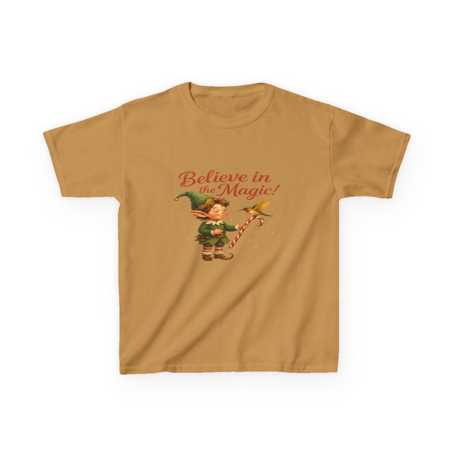 Believe in the Magic Elf & Dino Christmas Kids Tee