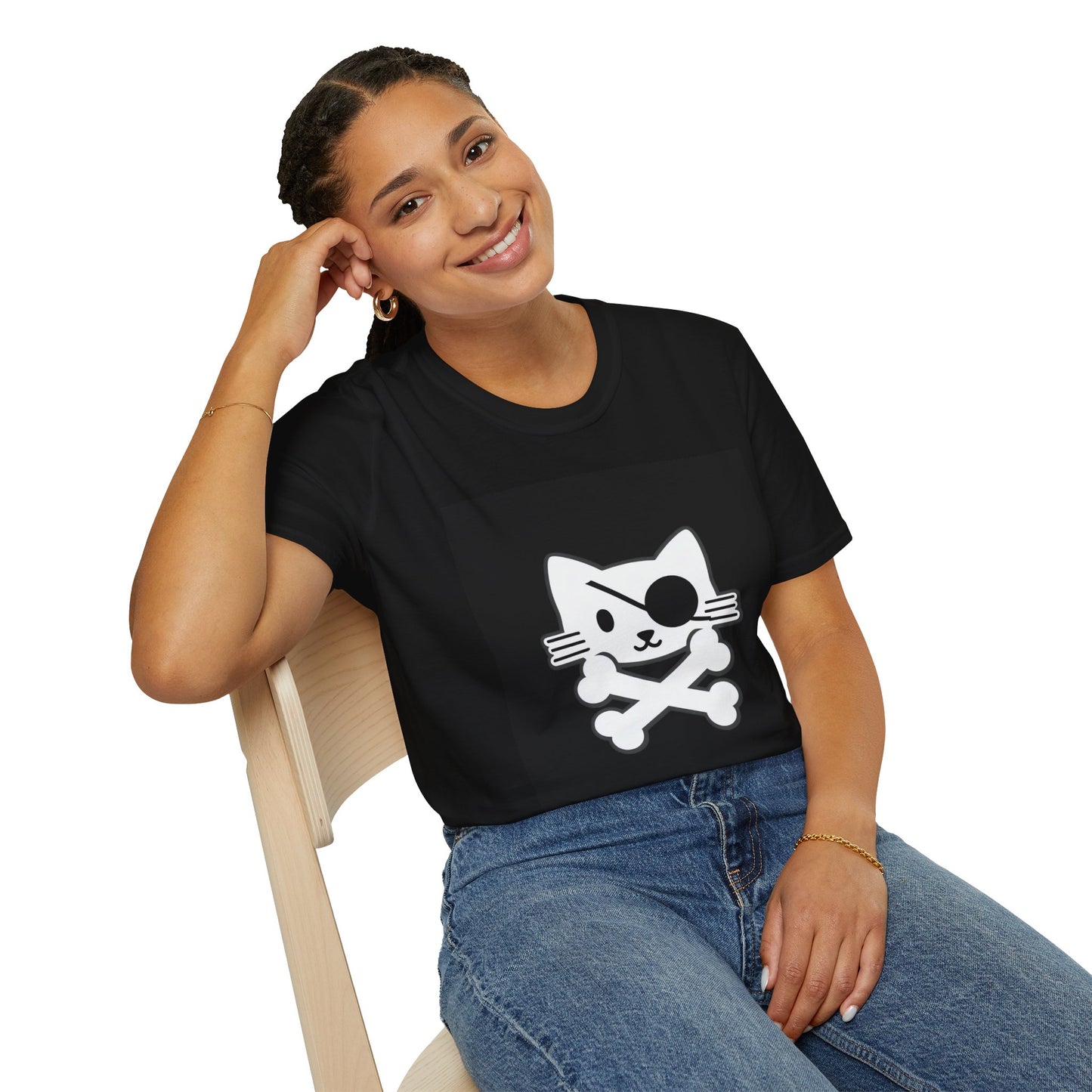 Pirate Cat Unisex T-Shirt, Playful Tee, Gift for Cat Lovers, Cute Animal Shirt, Fun Fashion for Parties, Casual Wear